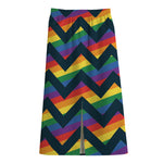 LGBT Pride Rainbow Chevron Pattern Print Cotton Front Slit Maxi Skirt
