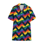 LGBT Pride Rainbow Chevron Pattern Print Cotton Hawaiian Shirt