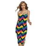 LGBT Pride Rainbow Chevron Pattern Print Cross Back Cami Dress