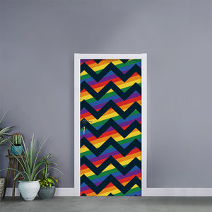 LGBT Pride Rainbow Chevron Pattern Print Door Sticker