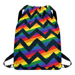 LGBT Pride Rainbow Chevron Pattern Print Drawstring Backpack