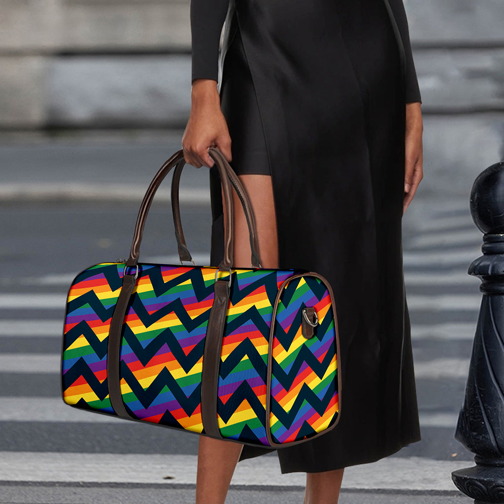 LGBT Pride Rainbow Chevron Pattern Print Duffle Bag