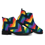 LGBT Pride Rainbow Chevron Pattern Print Flat Ankle Boots