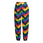 LGBT Pride Rainbow Chevron Pattern Print Fleece Lined Knit Pants