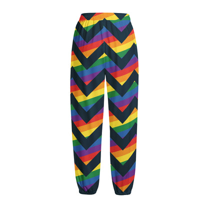 LGBT Pride Rainbow Chevron Pattern Print Fleece Lined Knit Pants