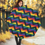 LGBT Pride Rainbow Chevron Pattern Print Foldable Umbrella