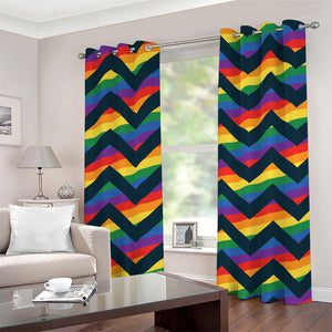 LGBT Pride Rainbow Chevron Pattern Print Grommet Curtains