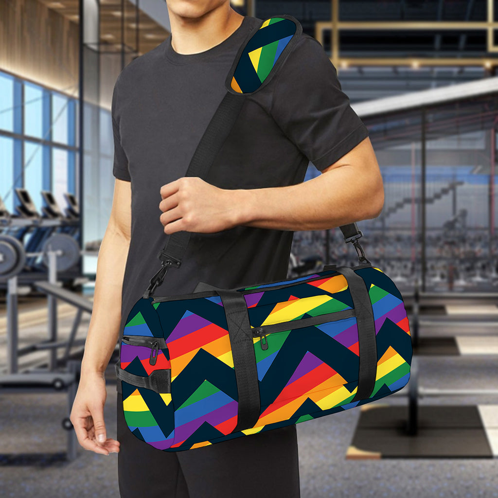 LGBT Pride Rainbow Chevron Pattern Print Gym Bag