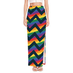 LGBT Pride Rainbow Chevron Pattern Print High Slit Maxi Skirt