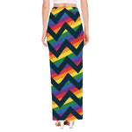 LGBT Pride Rainbow Chevron Pattern Print High Slit Maxi Skirt