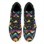 LGBT Pride Rainbow Chevron Pattern Print High Top Leather Sneakers