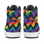 LGBT Pride Rainbow Chevron Pattern Print High Top Leather Sneakers