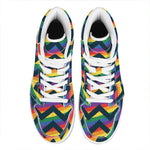 LGBT Pride Rainbow Chevron Pattern Print High Top Leather Sneakers