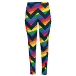 LGBT Pride Rainbow Chevron Pattern Print High-Waisted Pocket Leggings