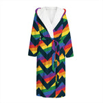 LGBT Pride Rainbow Chevron Pattern Print Hooded Bathrobe