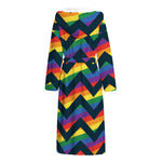 LGBT Pride Rainbow Chevron Pattern Print Hooded Bathrobe