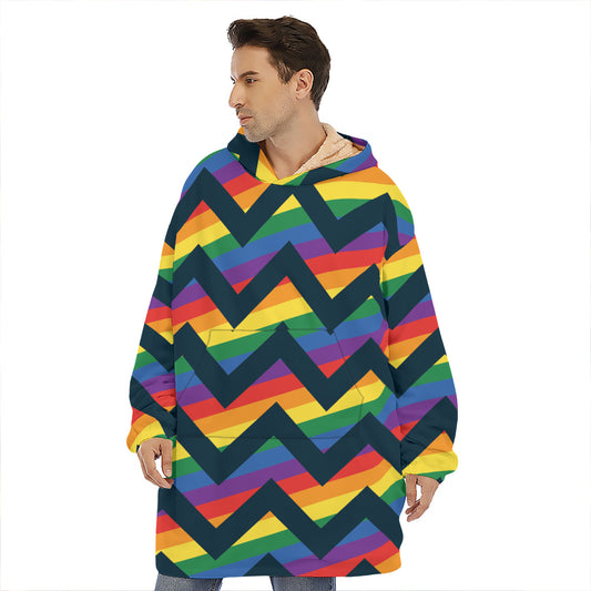 LGBT Pride Rainbow Chevron Pattern Print Hoodie Blanket