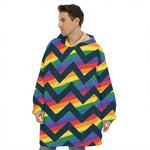 LGBT Pride Rainbow Chevron Pattern Print Hoodie Blanket