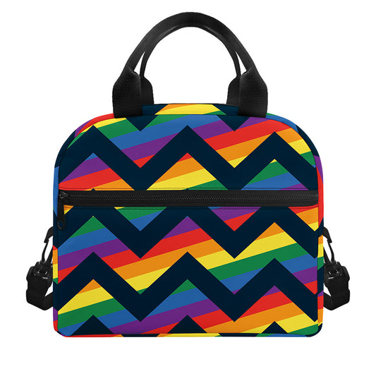 LGBT Pride Rainbow Chevron Pattern Print Insulated Lunch Bag