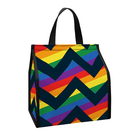 LGBT Pride Rainbow Chevron Pattern Print Insulated Lunch Tote