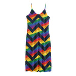 LGBT Pride Rainbow Chevron Pattern Print Jersey Midi Cami Dress