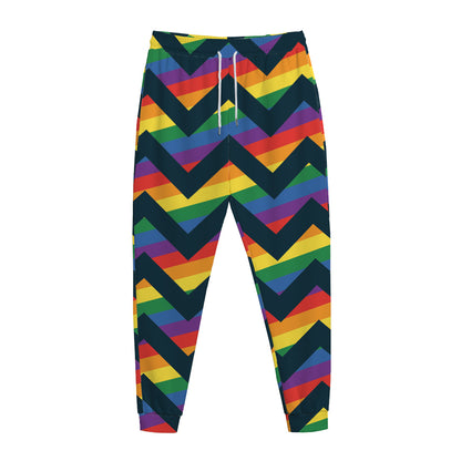 LGBT Pride Rainbow Chevron Pattern Print Jogger Pants