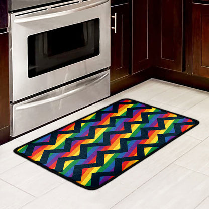 LGBT Pride Rainbow Chevron Pattern Print Kitchen Mat