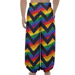 LGBT Pride Rainbow Chevron Pattern Print Lantern Pants