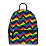 LGBT Pride Rainbow Chevron Pattern Print Leather Backpack