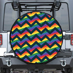 LGBT Pride Rainbow Chevron Pattern Print Leather Spare Tire Cover