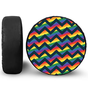 LGBT Pride Rainbow Chevron Pattern Print Leather Spare Tire Cover