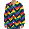 LGBT Pride Rainbow Chevron Pattern Print Long Sleeve Baseball Jersey