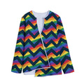 LGBT Pride Rainbow Chevron Pattern Print Long Sleeve Short Coat