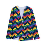 LGBT Pride Rainbow Chevron Pattern Print Long Sleeve Short Coat