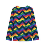 LGBT Pride Rainbow Chevron Pattern Print Long Sleeve Short Coat