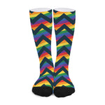 LGBT Pride Rainbow Chevron Pattern Print Long Socks