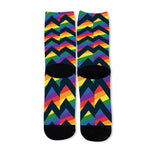 LGBT Pride Rainbow Chevron Pattern Print Long Socks