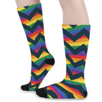 LGBT Pride Rainbow Chevron Pattern Print Long Socks