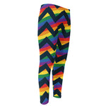 LGBT Pride Rainbow Chevron Pattern Print Men's Compression Pants