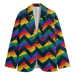 LGBT Pride Rainbow Chevron Pattern Print Men's Cotton Blazer