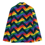 LGBT Pride Rainbow Chevron Pattern Print Men's Cotton Blazer