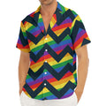 LGBT Pride Rainbow Chevron Pattern Print Men's Deep V-Neck Shirt