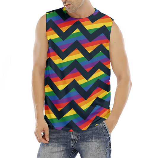 LGBT Pride Rainbow Chevron Pattern Print Men's Fitness Tank Top