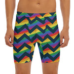 LGBT Pride Rainbow Chevron Pattern Print Men's Long Boxer Briefs