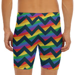 LGBT Pride Rainbow Chevron Pattern Print Men's Long Boxer Briefs