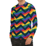 LGBT Pride Rainbow Chevron Pattern Print Men's Long Sleeve Rash Guard