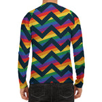 LGBT Pride Rainbow Chevron Pattern Print Men's Long Sleeve Rash Guard