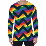 LGBT Pride Rainbow Chevron Pattern Print Men's Long Sleeve T-Shirt