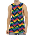 LGBT Pride Rainbow Chevron Pattern Print Men's Muscle Tank Top