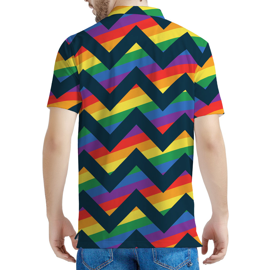 LGBT Pride Rainbow Chevron Pattern Print Men's Polo Shirt